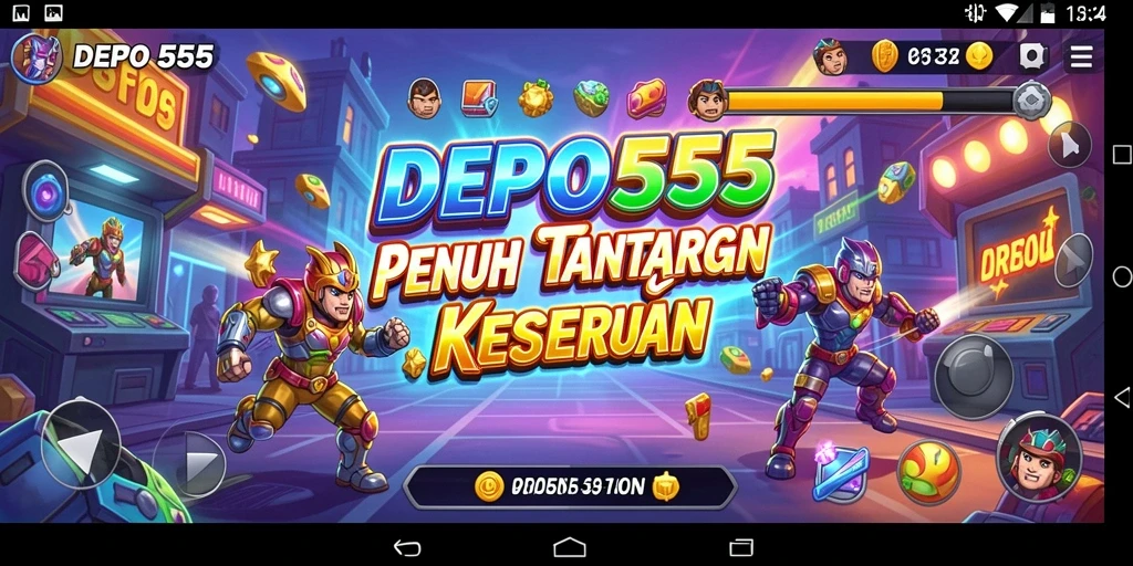 Tampilan dinamis gameplay <strong>DEPO555</strong> yang penuh aksi dan tantangan.