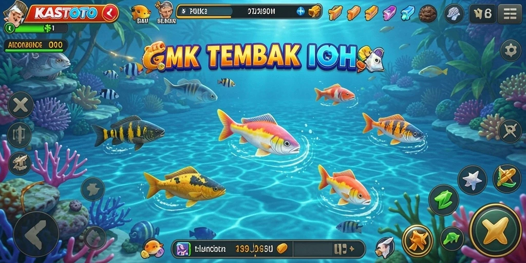 Screenshot KASTOTO menampilkan aksi menangkap ikan yang seru.
