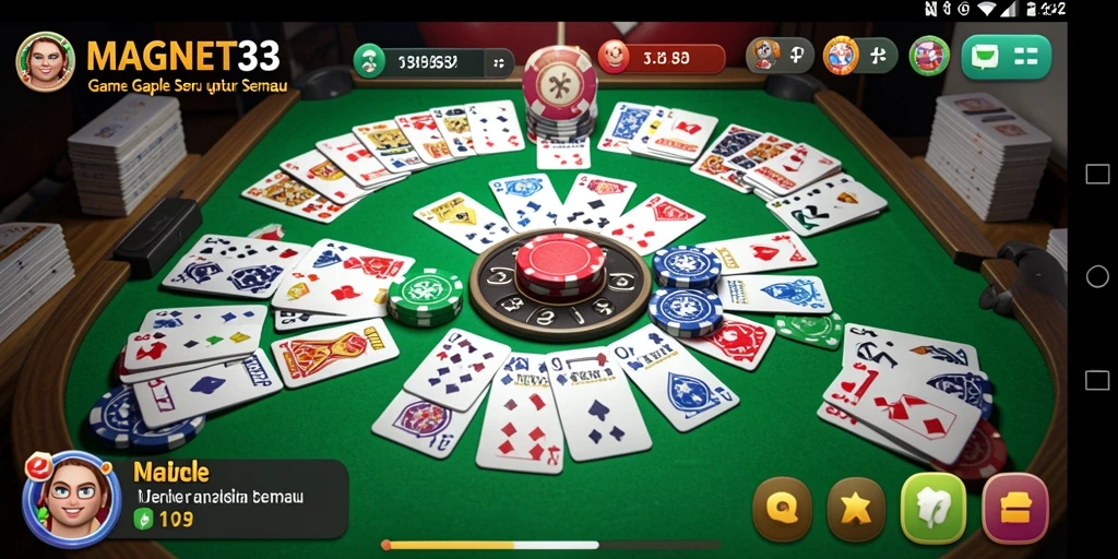 Screenshot utama MAGNET33 menampilkan serunya gameplay Gaple dengan teman.