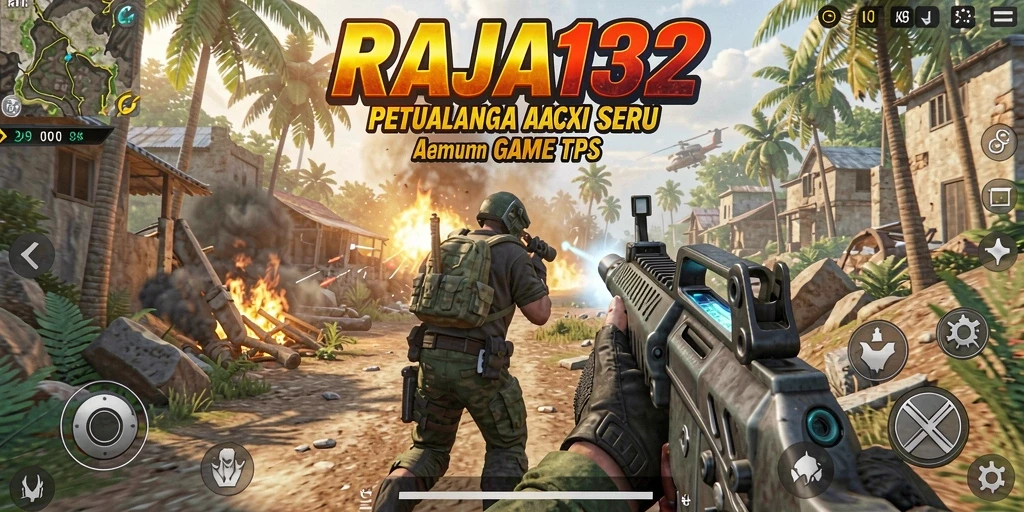 Screenshot gameplay RAJA132 menampilkan aksi mendebarkan dalam pertempuran TPS.