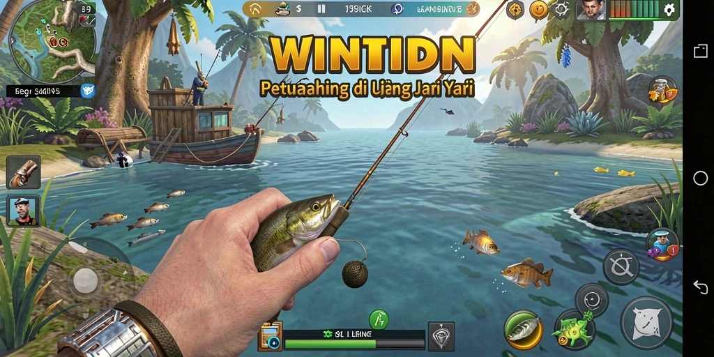 Gameplay menarik WINIDN saat menangkap ikan di laut.